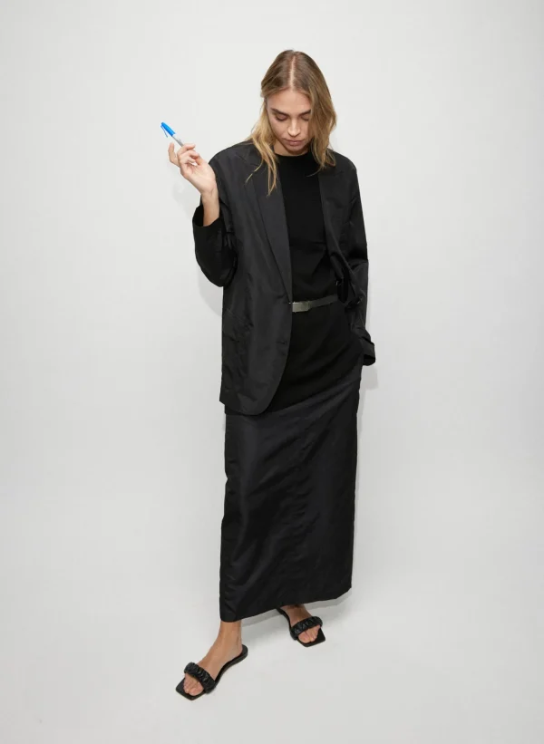 Tibi Silk Nylon Maxi Skirt Black Best Sale