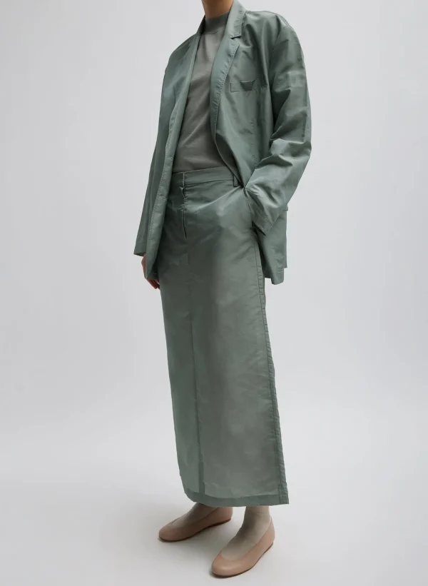 Tibi Silk Nylon Maxi Skirt Pumice Grey Hot