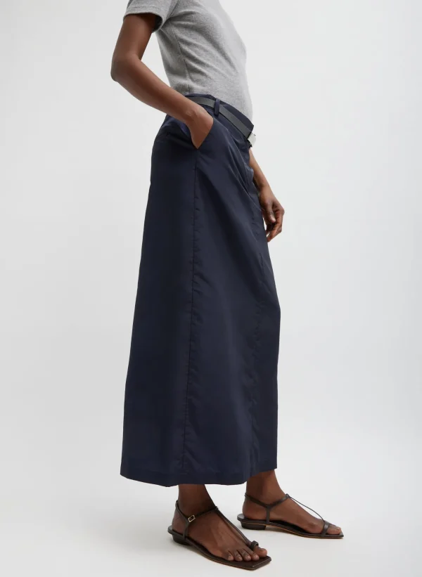 Tibi Silk Nylon Maxi Skirt Navy Flash Sale