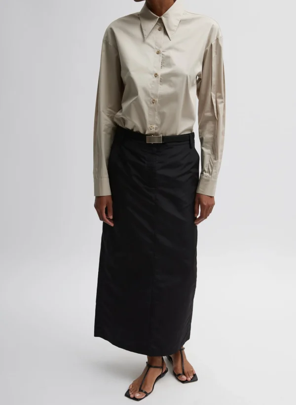 Tibi Silk Nylon Maxi Skirt Black Best Sale