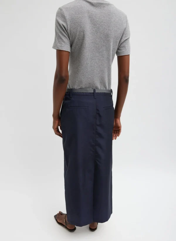 Tibi Silk Nylon Maxi Skirt Navy Flash Sale