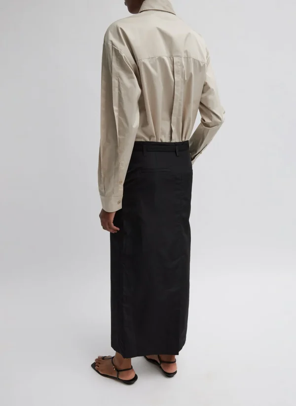 Tibi Silk Nylon Maxi Skirt Black Best Sale
