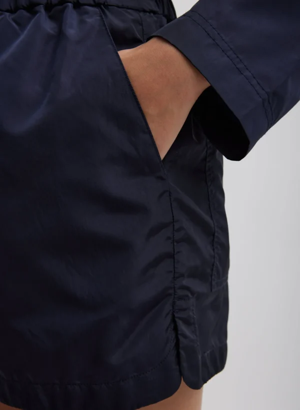 Tibi Silk Nylon Pull On Shorts Navy Shop