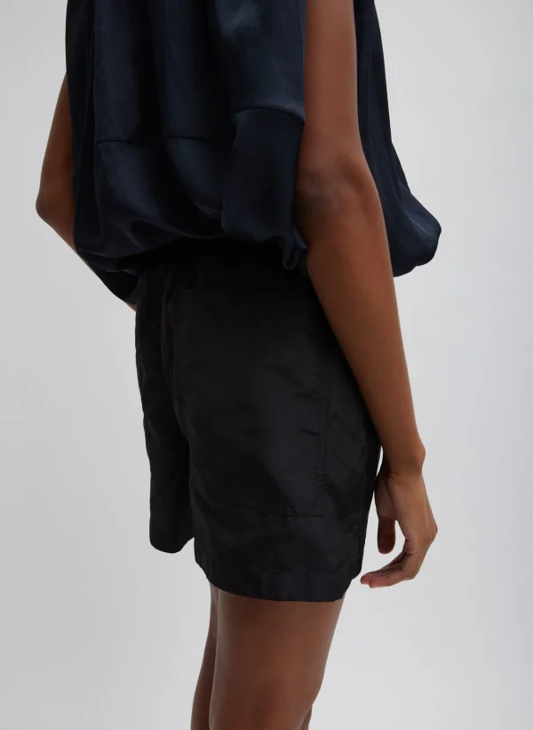 Tibi Silk Nylon Pull On Shorts Black Flash Sale