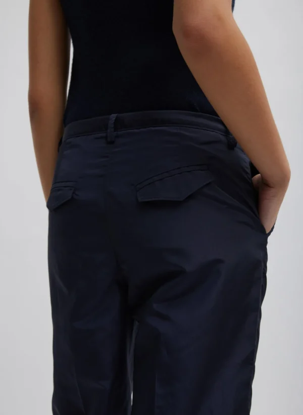 Tibi Silk Nylon Straight Leg Trouser Navy Cheap