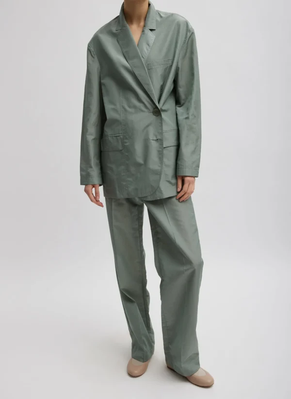 Tibi Silk Nylon Straight Leg Trouser Pumice Grey Cheap