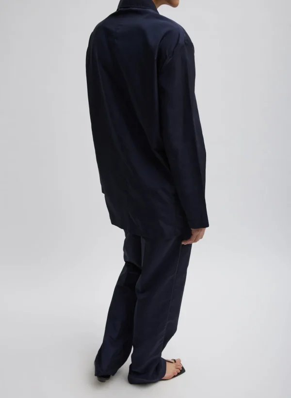 Tibi Silk Nylon Straight Leg Trouser Navy Cheap