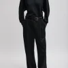 Tibi Silk Terry Pleated Pull On Pant Black Clearance