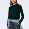 Tibi Skinlike Mercerized Wool Soft Sheer Pullover Charcoal Discount