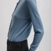 Tibi Skinlike Mercerized Wool Shrunken Cardigan Blue Mist Outlet