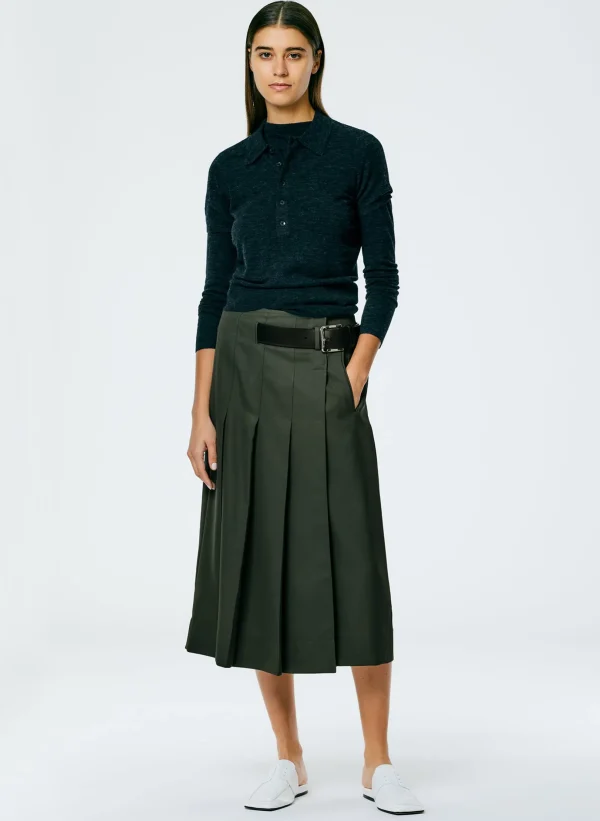 Tibi Skinlike Mercerized Wool Shrunken Polo Charcoal Flash Sale