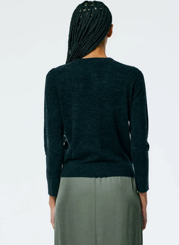 Tibi Skinlike Mercerized Wool Shrunken Cardigan Charcoal Online
