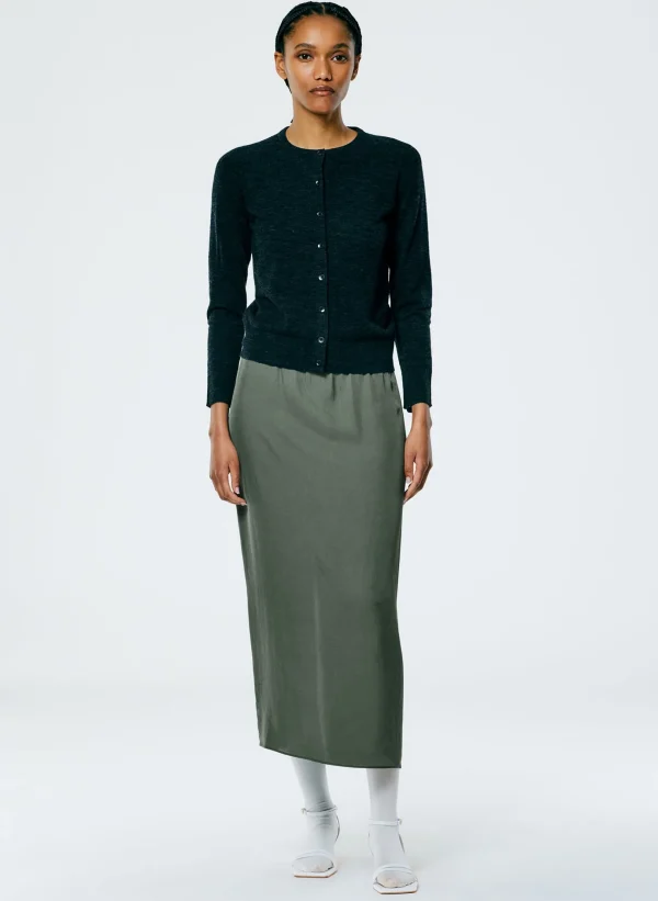 Tibi Skinlike Mercerized Wool Shrunken Cardigan Charcoal Online