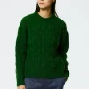 Tibi Soft Mohair Cable Crewneck Easy Pullover Grass Cheap