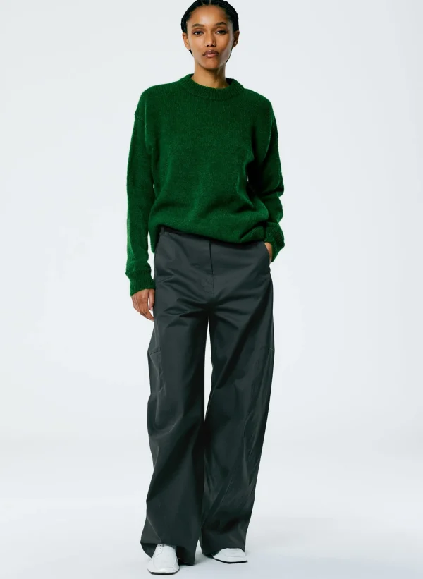 Tibi Soft Mohair Crewneck Easy Pullover Grass Discount