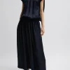 Tibi Spring Acetate Shirred Circular Dress Dark Navy Online
