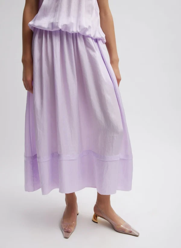 Tibi Spring Acetate Shirred Circular Dress Pale Lavender New