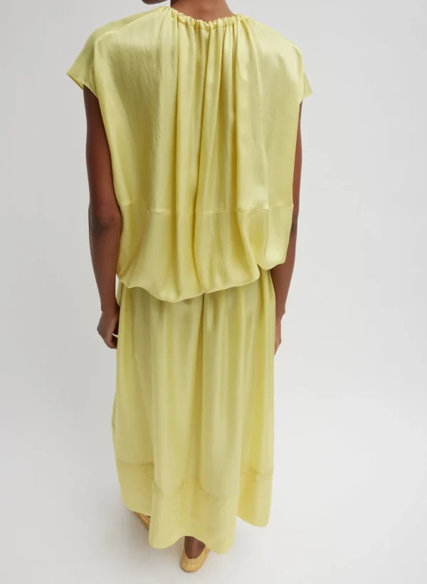 Tibi Spring Acetate Shirred Circular Dress Yellow Discount