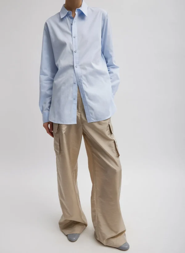 Tibi Stella Crispy Nylon Pleated Cargo Pant Desert Sand Outlet