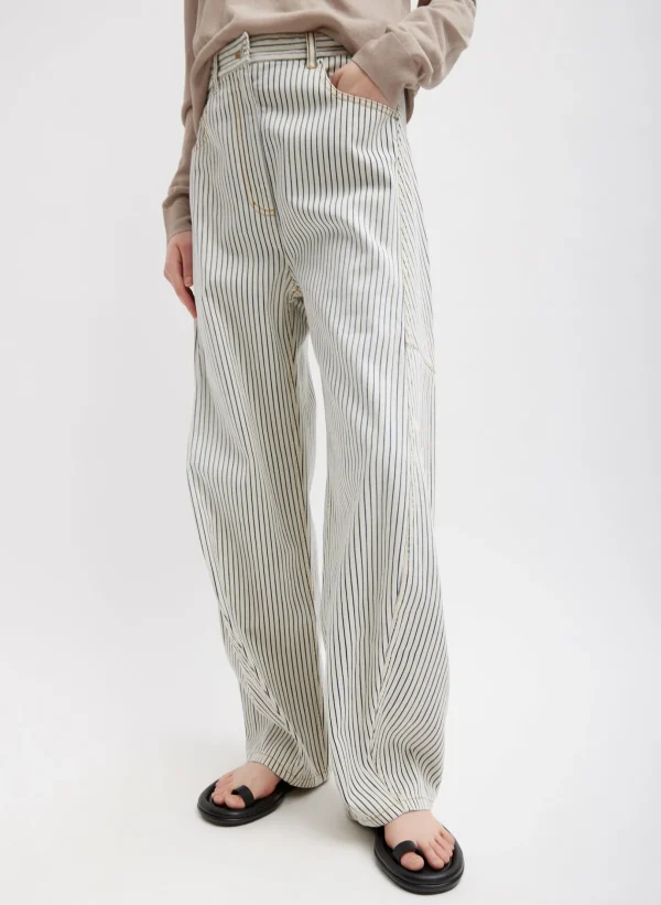 Tibi Stone Washed Striped Denim Sid Jean Navy Multi Cheap