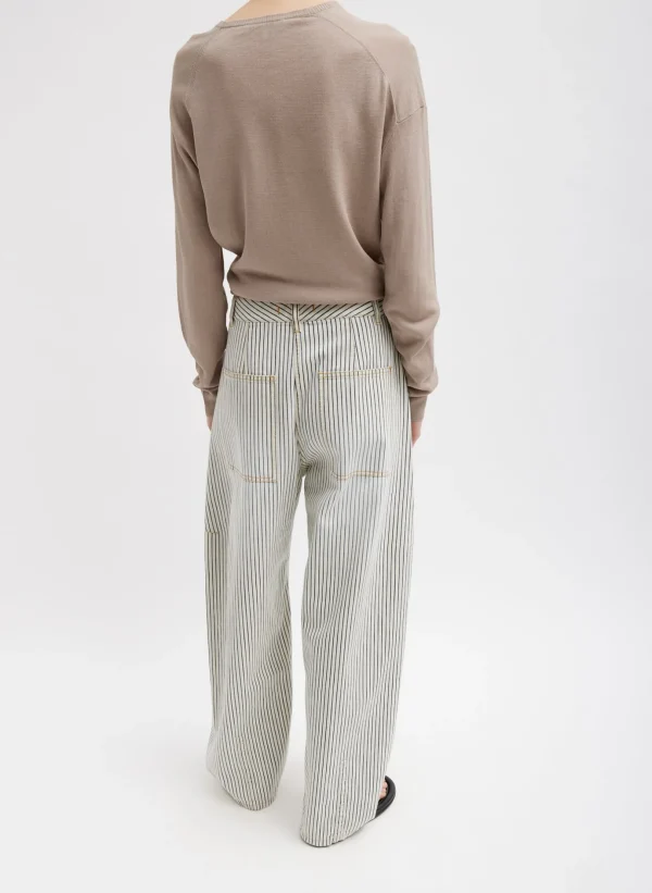 Tibi Stone Washed Striped Denim Sid Jean Navy Multi Cheap