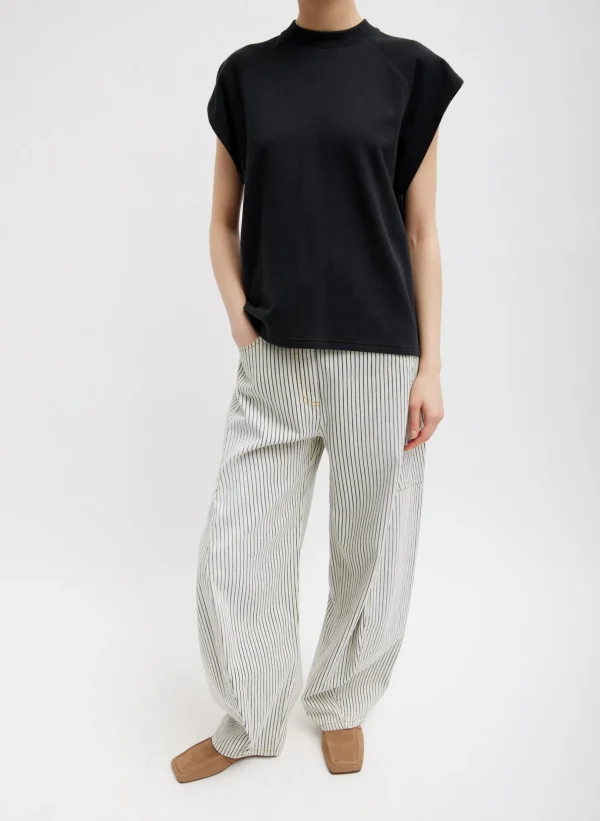 Tibi Stone Washed Striped Denim Sid Jean Navy Multi Cheap