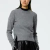 Tibi Stretch Cashmere Crewneck Pullover Heather Grey Flash Sale