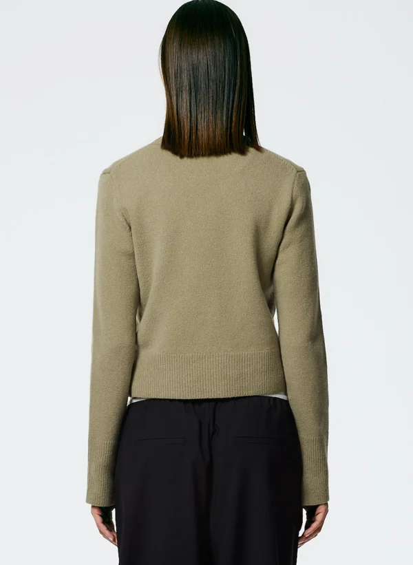 Tibi Stretch Cashmere Crewneck Pullover Chicory Sale