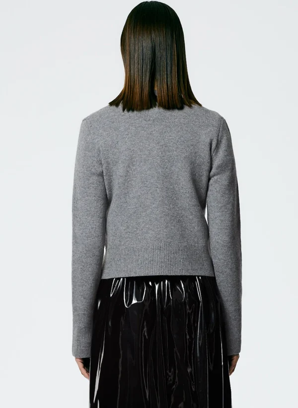 Tibi Stretch Cashmere Crewneck Pullover Heather Grey Flash Sale