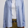 Tibi Striped Shirting Gabe Oversized Shirt Blue Multi Shop