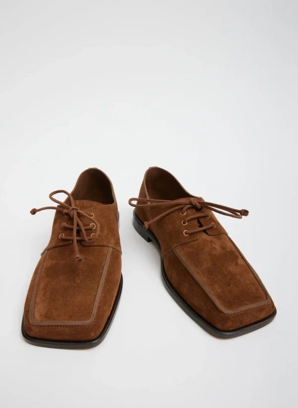 Tibi Suede Brody Square Toe Loafer Hazelnut Brown Best