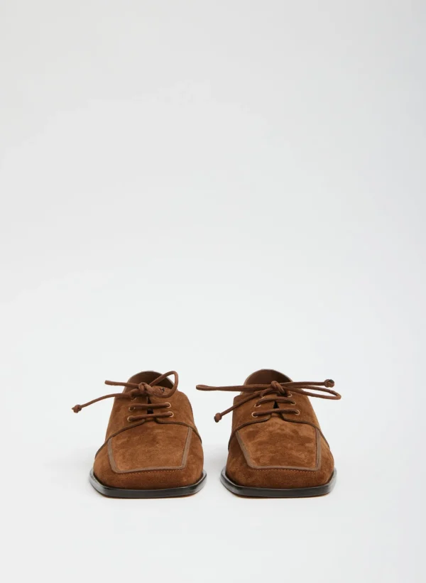 Tibi Suede Brody Square Toe Loafer Hazelnut Brown Best