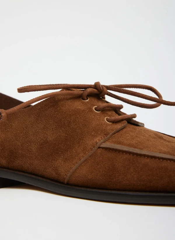 Tibi Suede Brody Square Toe Loafer Hazelnut Brown Best