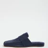 Tibi Suede Granger Slide Navy Cheap