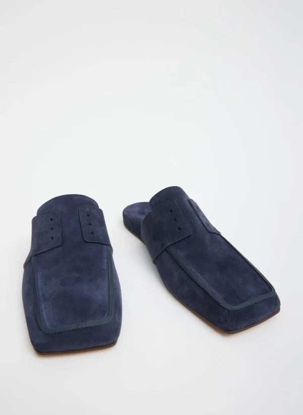 Tibi Suede Granger Slide Navy Cheap