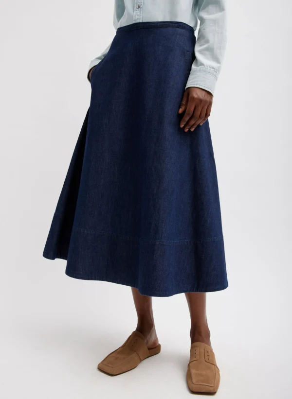Tibi Summer Denim Circle Skirt Indigo Shop