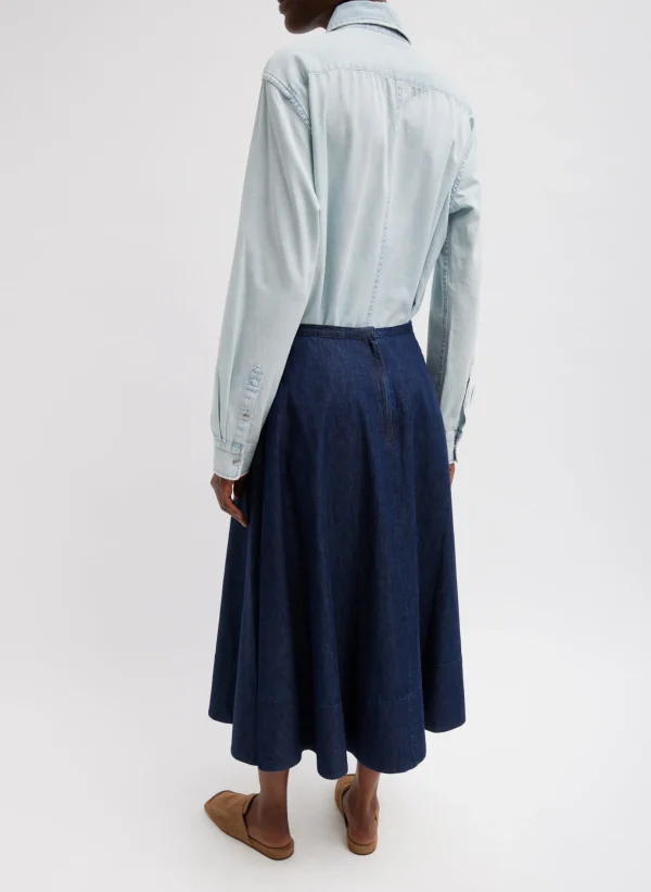 Tibi Summer Denim Circle Skirt Indigo Shop