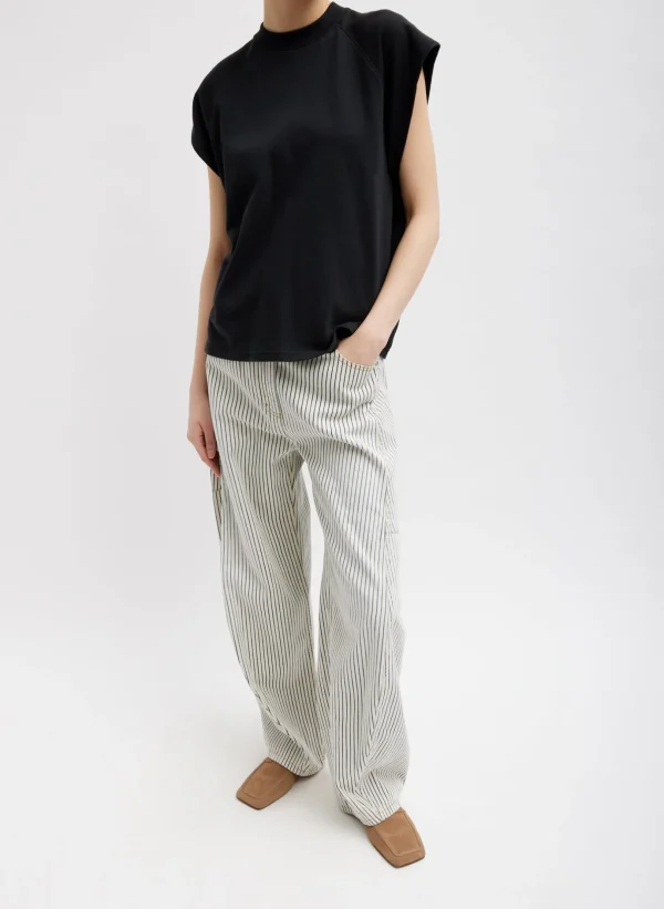 Tibi Summer Sweatshirting Sleeveless Easy Top Black Store