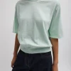 Tibi Super Fine Gauge Perfect Short Sleeve Men's Pullover Pale Mint Fashion