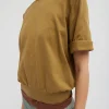 Tibi Super Fine Gauge Perfect Short Sleeve Men's Pullover Dark Hazel Cheap