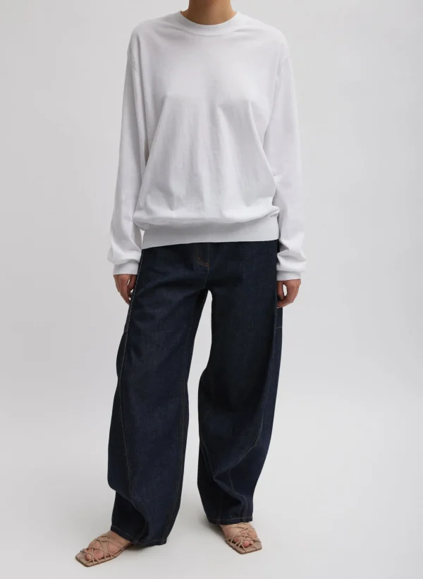 Tibi Super Fine Gauge Perfect Men's Pullover White Sale