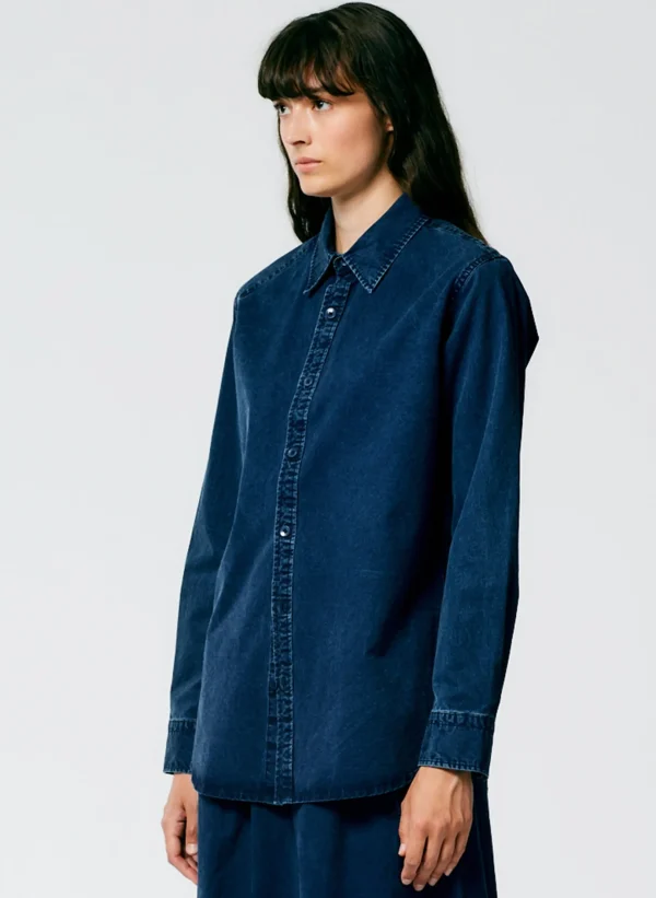 Tibi Tencel Cotton Charlie Slim Men's Shirt Blue Online
