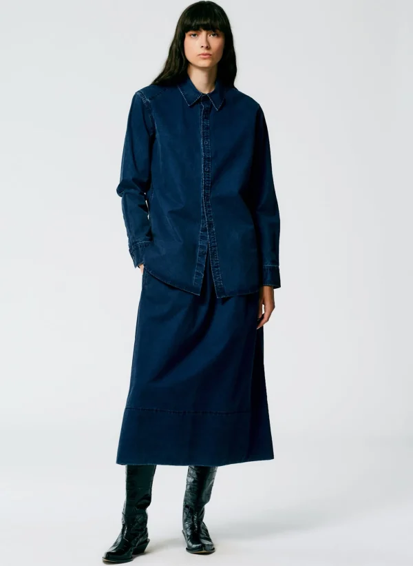 Tibi Tencel Cotton Charlie Slim Men's Shirt Blue Online