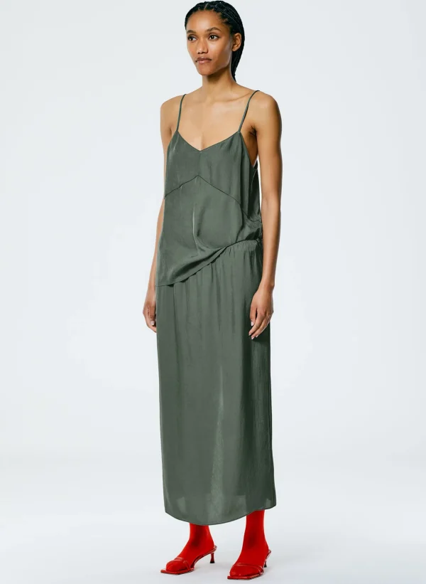 Tibi The Slip Skirt Grey Pine Fashion