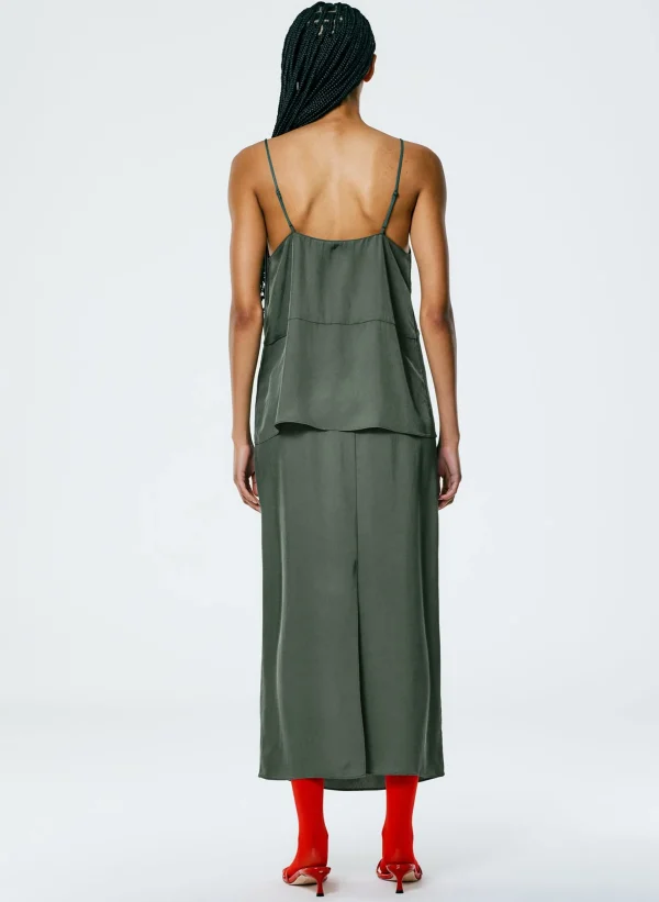 Tibi The Slip Skirt Grey Pine Fashion
