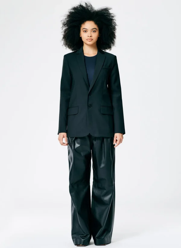 Tibi Tropical Wool Cutout Sleeve Marlon Blazer Black Hot