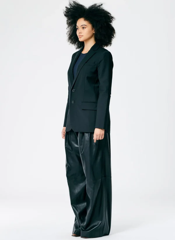 Tibi Tropical Wool Cutout Sleeve Marlon Blazer Black Hot