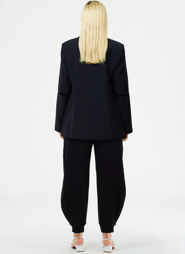 Tibi Tropical Wool Cutout Sleeve Marlon Blazer Navy Sale