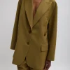 Tibi Tropical Wool Liam Blazer Dark Hazel Sale