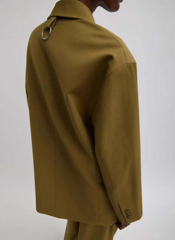 Tibi Tropical Wool Liam Blazer Dark Hazel Sale